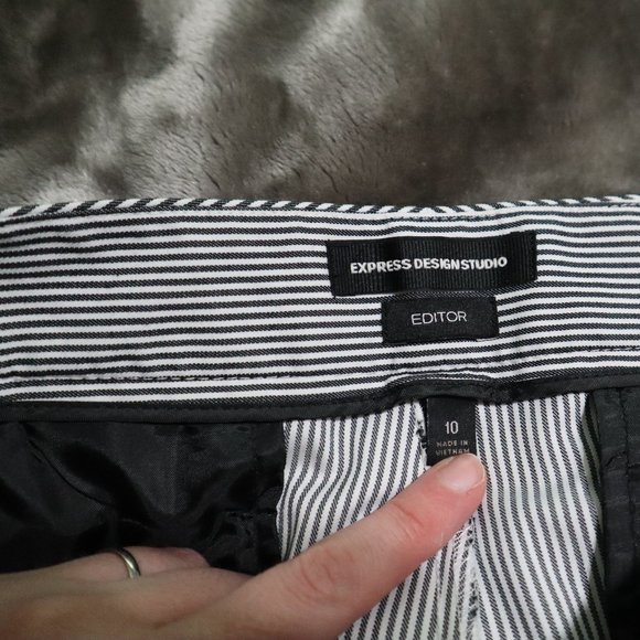 Express Design Studio Black and White Striped Trousers, Editor, Size 10 - Picture 2 of 3